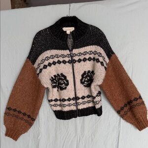 Saltwater LUXE Charcoal and Cream Knit Sweater